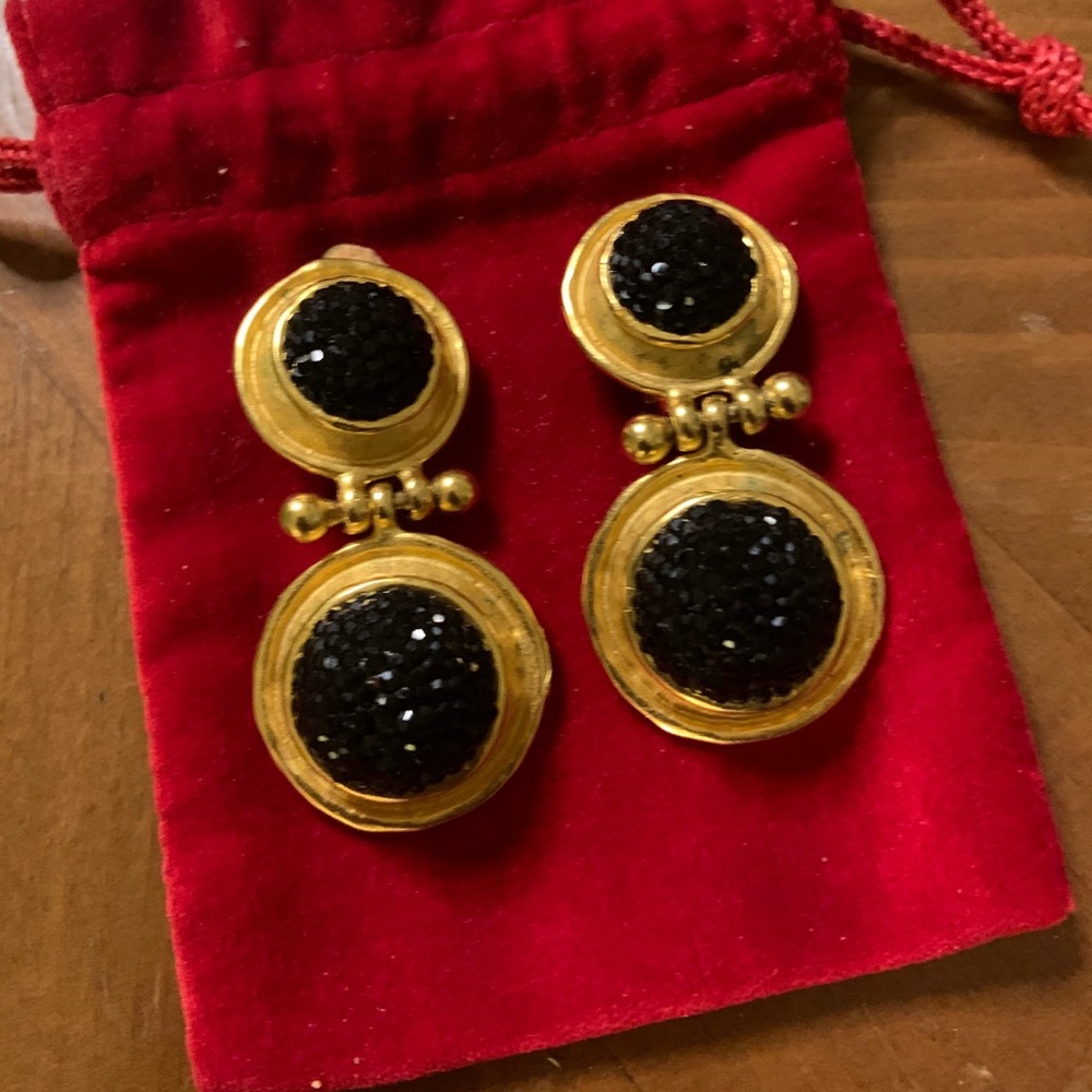 Black Crystal Vintage Deanna Hamro Earrings